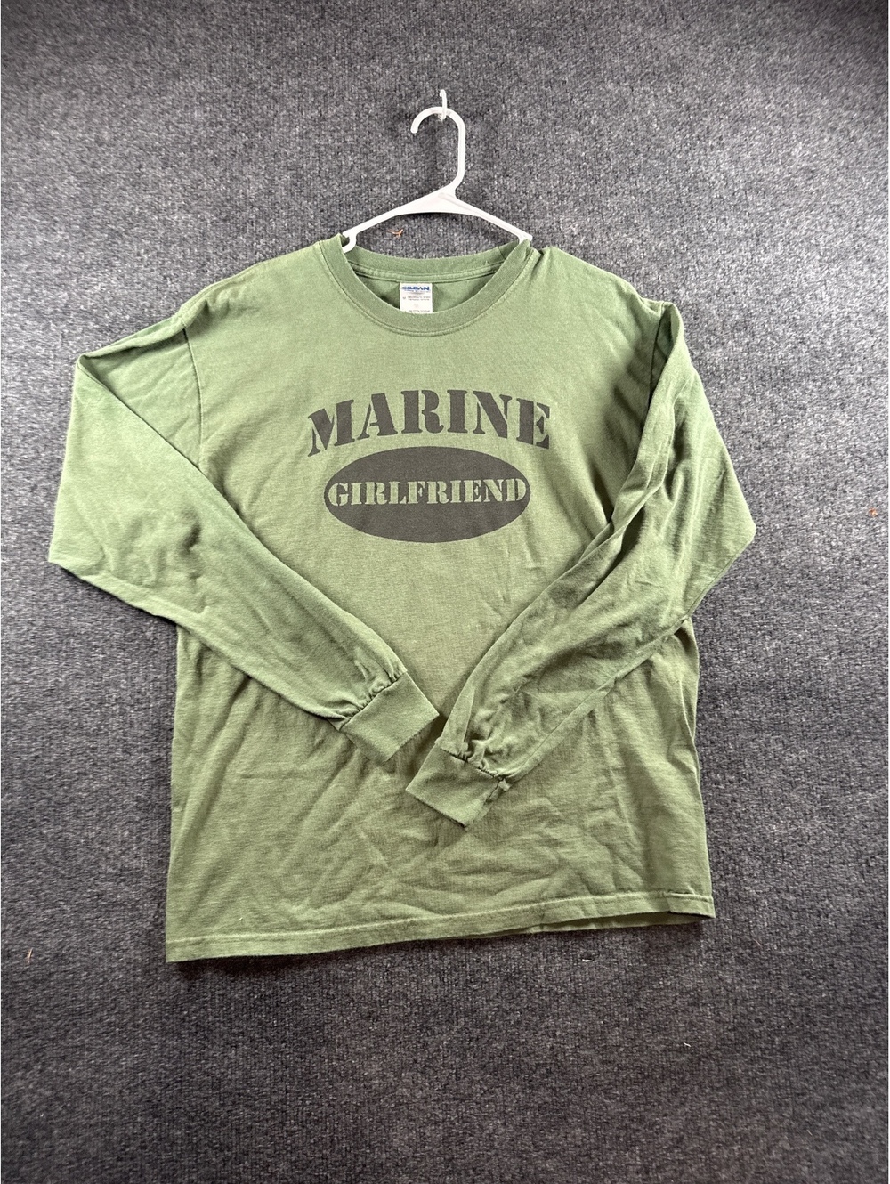 Marine Girlfriend T Shirt Womens M Green Long Sleeve Military Graphic Tee